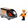 BRIO 63604700 keleivinis traukinys oranžinis-juodas, medinis žaislinis traukinukas, suderinamas su BRIO bėgiais
