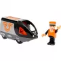 BRIO 63604700 keleivinis traukinys oranžinis-juodas, medinis žaislinis traukinukas, suderinamas su BRIO bėgiais
