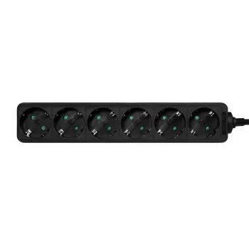 Prailginimo laidas LogiLink LPS238B 1,5 m, 6 lizdų, juodas