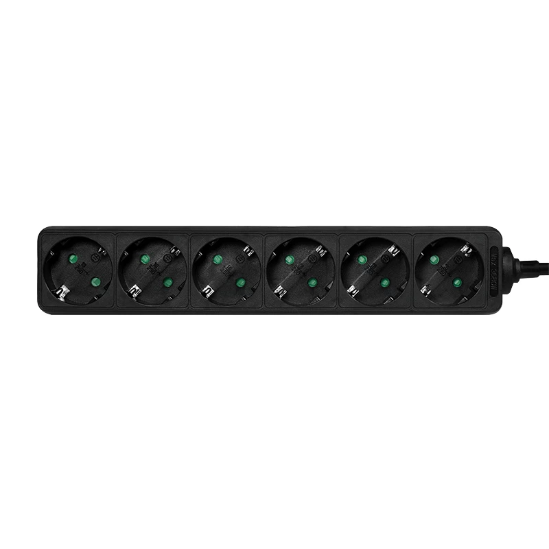 Prailginimo laidas LogiLink LPS238B 1,5 m, 6 lizdų, juodas