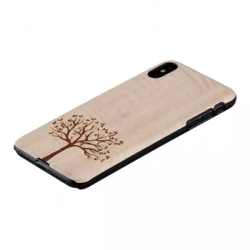 Dėklas iPhone XS Max man and wood – obels mediena, juoda