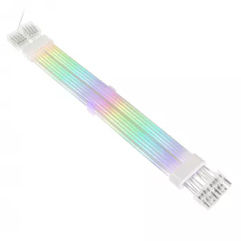 PCI-E 8 kontaktų ilginimo kabelis Kolink Umbra Radiant ARGB — dvigubas 2× 8 kontaktų, pintas GPU maitinimo ilgintuvas