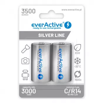 Įkraunamos baterijos everActive R14/C Ni-MH 3500 mAh paruoštos naudojimui