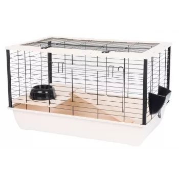 Graužikų narvas INTER ZOO Bunny 80 De Luxe — plastikinis, 78×48×50 cm, su dubenėliu