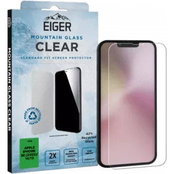 Grūdinto stiklo apsauginis ekrano stikliukas Eiger Mountain Glass Clear, skirtas iPhone SE 2025 / iPhone 14 / iPhone 13, EGSP01024