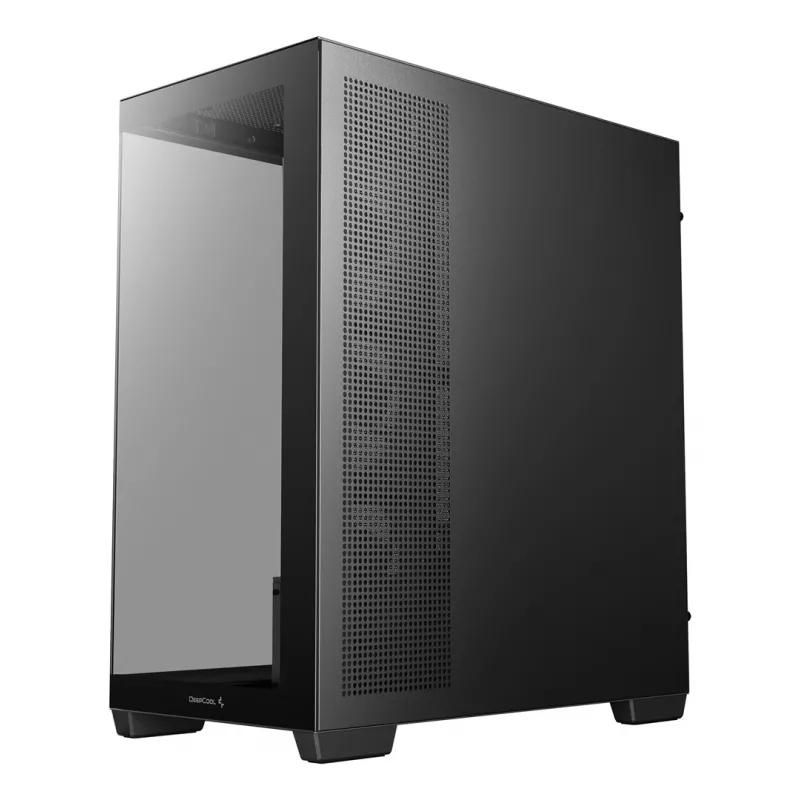 Korpusas DeepCool CG580 4F Midi Tower — ATX/MicroATX/ITX, grūdintas stiklas, 3×120 mm + 1×120 mm ventiliatoriai, 2×3.5 colio ir 2×2.5 colio diskų vietos, USB-A×2 USB-C×1, juodas