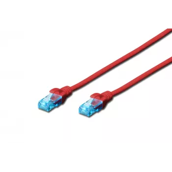 Pataisos laidas DIGITUS CAT 5e U/UTP, 1 m, RJ-45–RJ-45, raudonas