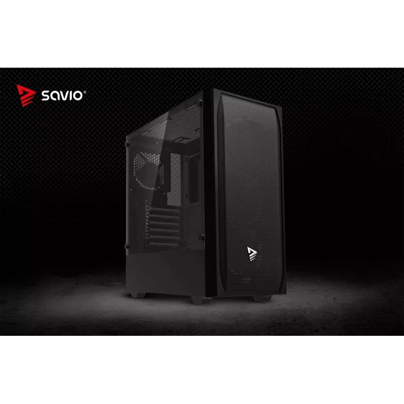 PC korpusas SAVIO Noctis Flow – Cube Mini-ITX/Micro-ATX/ATX, 3x120mm priekyje, 1x120mm gale, 2x3.5 colio + 3x2.5 colio lizdai, grūdintas stiklas