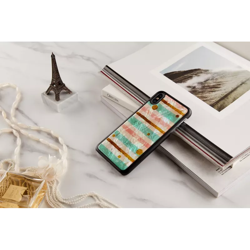 Apsauginis dėklas išmaniajam telefonui iKins iPhone XS Max Pop Mint Black, kietas korpusas su pakeltais kraštais