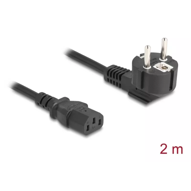Maitinimo laidas DELOCK 81567 CEE 7/7 (ST) 90° į IEC C13, 2 m, 3x1,00 mm²