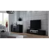 Cama Meble VIVA 180 TV komoda, juoda/juoda blizgi + balta