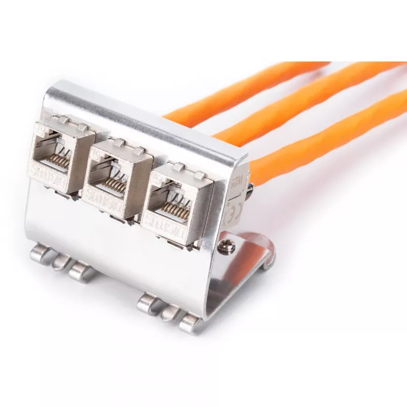 Adapteris Digitus AN-25183 3x Keystone moduliui, nerūdijantis plienas, DIN bėgelis