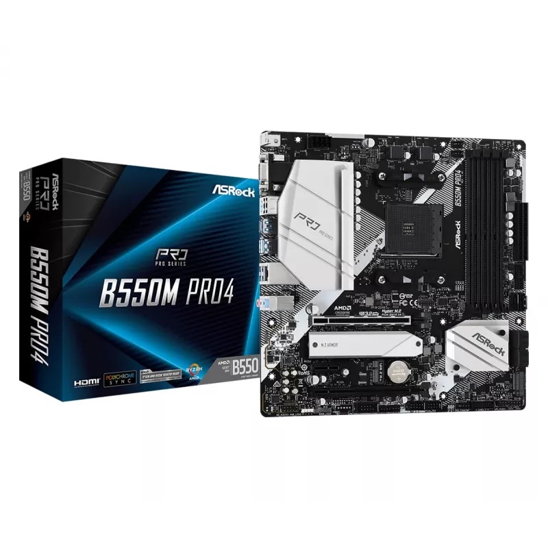 ASRock B550M Pro4 AM4 Micro-ATX pagrindinė plokštė