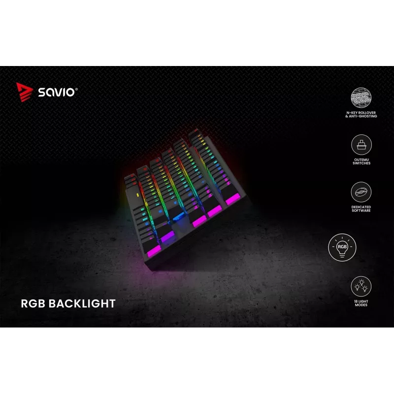 Mechaninė klaviatūra RGB Tempest X2 Outemu Red Savio Savgk-tempest X2 Red