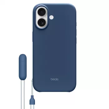 Dėklas su kojelėmis iPhone 17 Apple Beats — MagSafe, kameros valdymas, polikarbonatas/mikropluoštas, mėlyna, tinka 6,3 colio