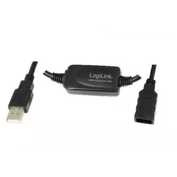 USB kabelis LogiLink 15M USB 2.0 M/F juodas