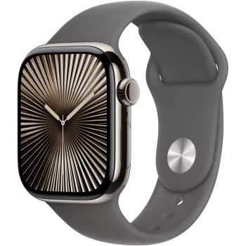 Apple Watch Series 10 GPS + Cellular 42mm Natural Titanium korpusas su Stone Grey Sport apyranke - S/M (MWXD3QF/A)