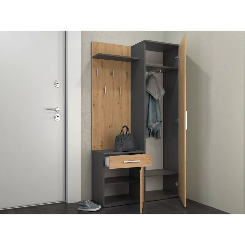 Spintelė prieškambariui Top e shop GARD DUO ANT/ART KPL — 2 varstomos durys, medžio drožlių plokštė, 1000×350×1800 mm