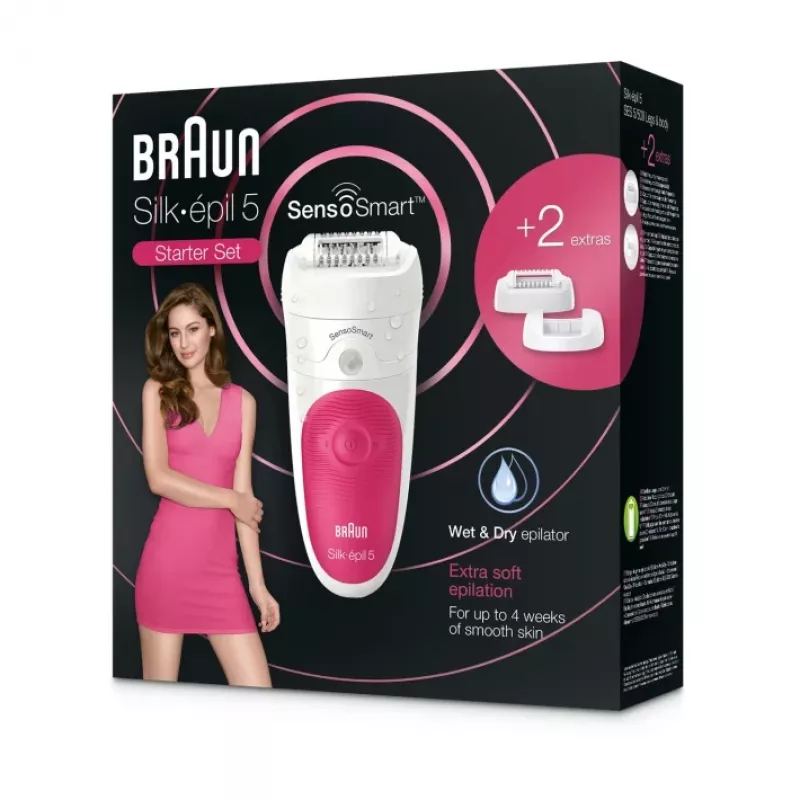Braun Silk-epil 5 5-500 SensoSmart epiliatorius, rožinė/balta