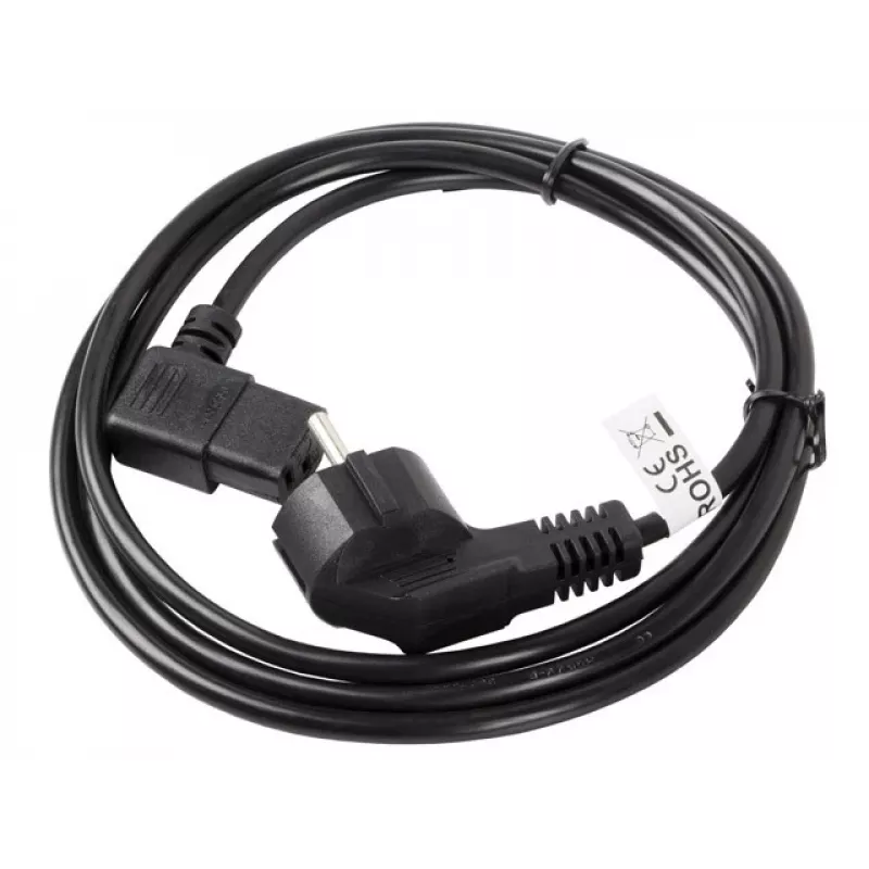Maitinimo laidas LANBERG CA-C13C-12CC-0018-BK, 2 m, C13 jungtis prie CEE7/7, juodas, kampuotas C13
