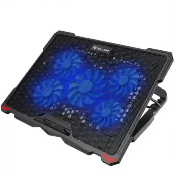 Tellur Cooling Pad Basic 17, 5 ventiliatoriai, LED, Juoda