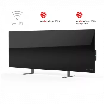 AENO Premium Eco Smart Šildytuvas, 700W, Grūdintas stiklas, Infraraudonasis+konvekcinis šildymas, Kištukas: Europos (E/F tipas), JUODAS
