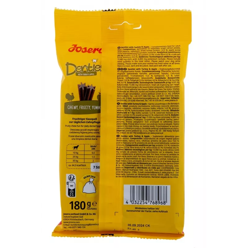 JOSERA Denties kalakutiena su obuoliu – šunų skanėstas – 180 g