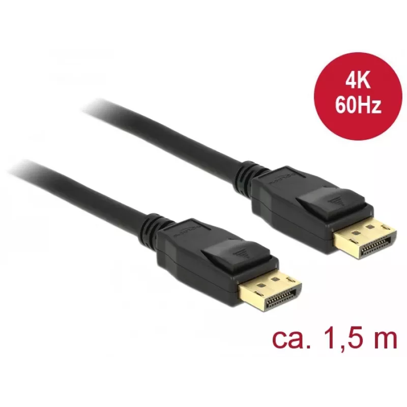 DeLOCK DisplayPort kabelis DisplayPort (kištukas) į DisplayPort (kištukas) 1,5 m 4K palaikymas juodas (85508)