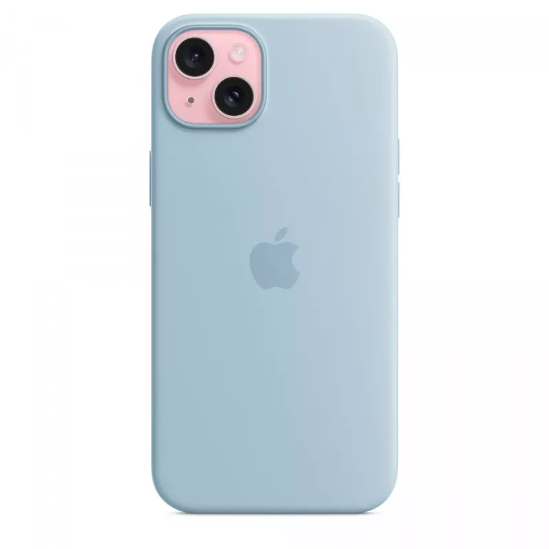 Silicone Dėklas Apple iPhone 15 Plus Šviesiai Mėlynas MagSafe