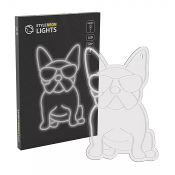 Neoninė šviesa MANTA Manta SNL66WH French Bulldog White – dekoratyvinis LED neoninis švyturys prancūzų buldogo siluetu