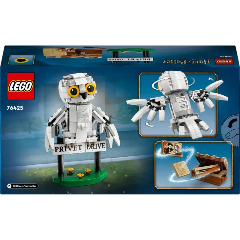LEGO Harry Potter Hedviga ant Ligustrų gatvės modelis 76425 – 337 detalių, 100 mm aukštis, rekomenduojamas amžius 7+