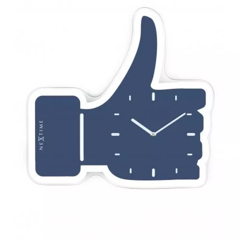 NeXtime 3072bl Thumbs up sieninis laikrodis, 40,5x41,5 cm, mėlynas/sidabrinis