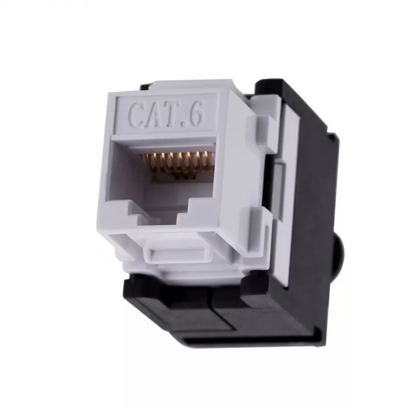 Keystone lizdas A-LAN MKB-U6-1 — RJ45 U/UTP Cat6, 22/26 AWG, juodas/baltas ABS korpusas