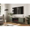 Cama Meble Spintelė TV su židiniu TRESSE 180x40x54,5 cm – matinė žalia, medžio drožlių plokštė