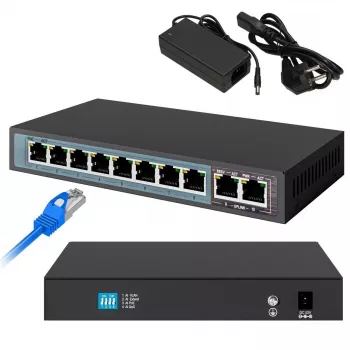 Switch Extralink PERSES 8x Gigabit PoE/PoE+ 2x RJ45 Uplink 96W