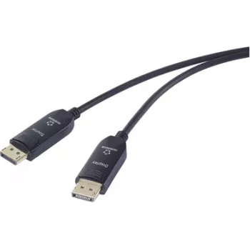 Renkforce Fibre Optic / DisplayPort jungiamasis laidas DisplayPort kištukas, DisplayPort kištukas 10.00 m Juoda RF-6117766 8K UHD DisplayPort laidas (RF-6117766)