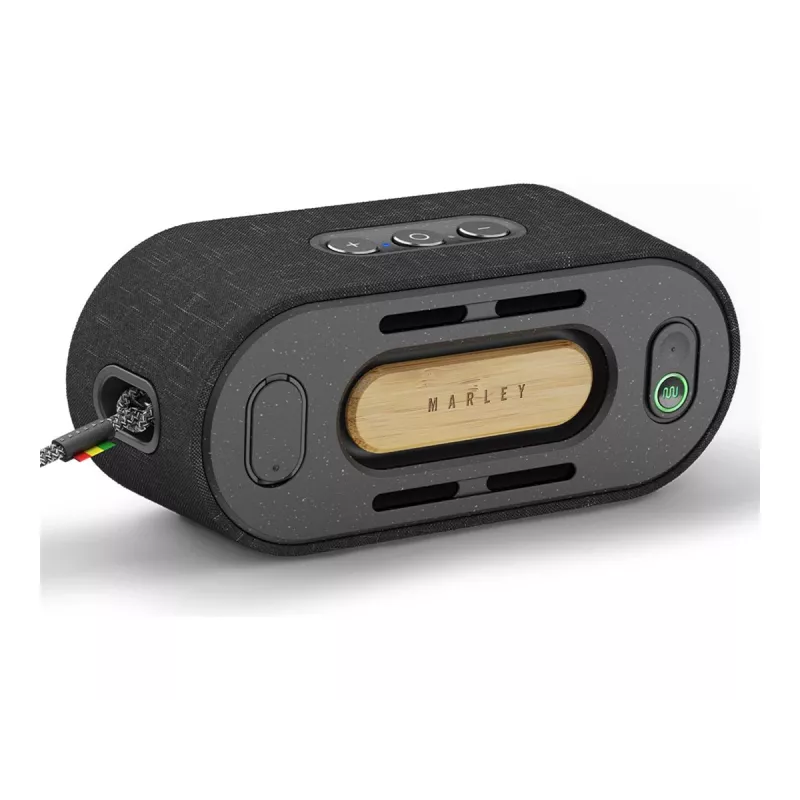 „The House Of Marley EM-JA021-SB“ nešiojamas vakarėlių garsiakalbis, stereofoninis, juodos ir geltonos spalvos, 20 W