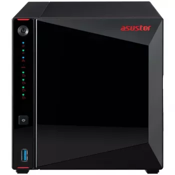 ASUSTOR Nimbustor 4 AS5304T – NAS serveris – 4 lizdai – SATA 6Gb/s – RAID 0, 1, 5, 6, 10, JBOD – RAM 4GB – 2,5 Gigabit Ethernet – iSCSI palaikymas (90-AS5304T00-MD30)