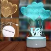 Naktinė lemputė Extralink HOME 3D optinė iliuzija Four Hearts USB stalinė lempa