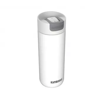 Termo puodelis Kambukka Olympus 500 ml – 18/10 nerūdijantis plienas, vakuuminė izoliacija, apsauga nuo išsiliejimo, neslystantis dugnas, baltas