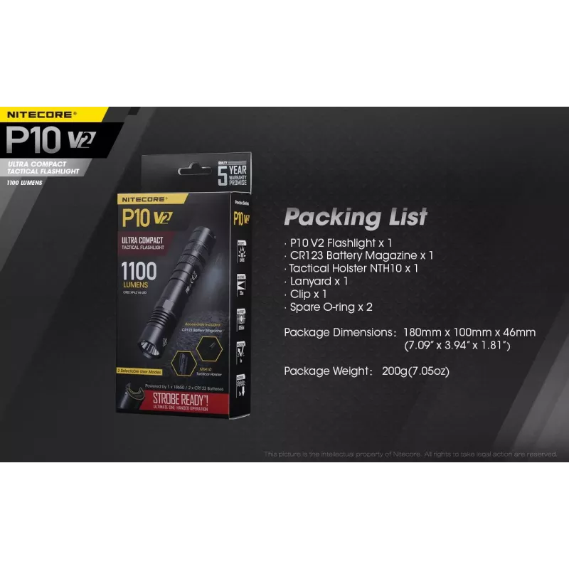 Nitecore P10 V2 žibintuvėlis, Precise serija, 1100 lm
