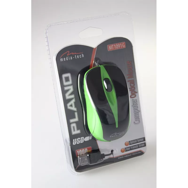Laidinė optinė pelė 800 dpi juoda & žalia MT1091G