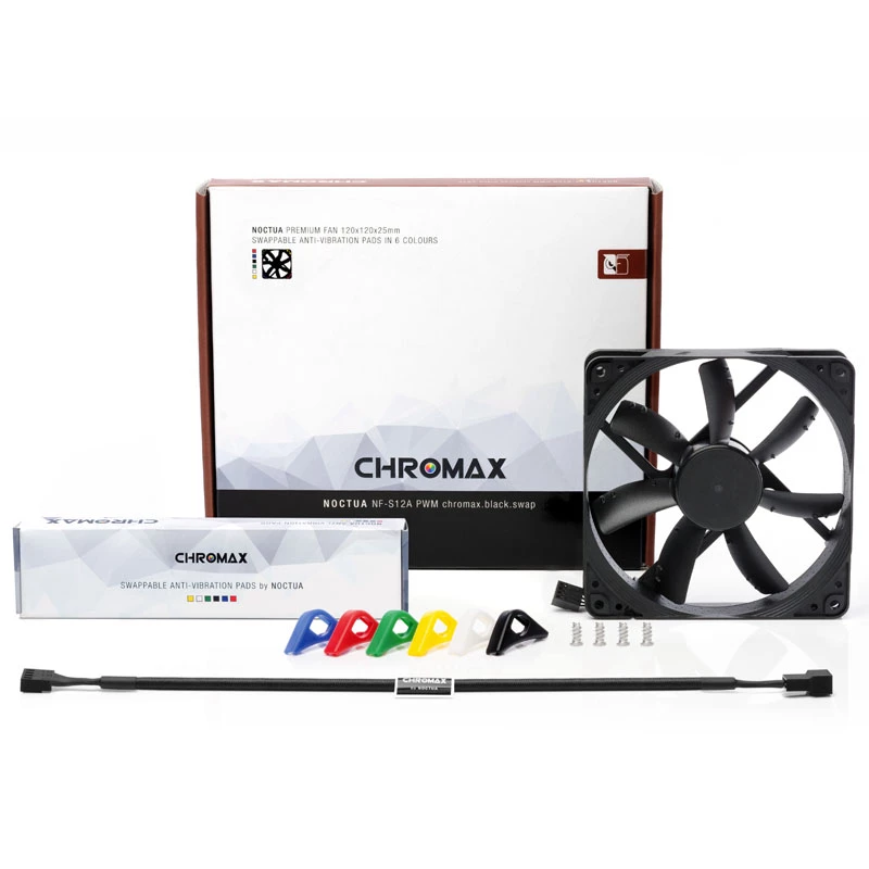 Noctua NF-S12A PWM chromax.black.swap 120 mm korpuso ventiliatorius