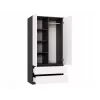 Spinta MALWA SS-90, 90×180×50 cm, antracitinis rėmas, balti varstomi durys, 2 stalčiai, laminatas 16 mm