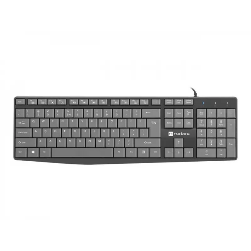 Pilno dydžio laidinė klaviatūra NATEC NKL-1507 USB QWERTY US International Pilka/Juoda, 105 klavišai, skaitmeninis blokas