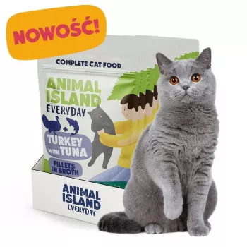 ANIMAL ISLAND kalakutiena su tunu kačių ėdalas maišeliuose 12x85 g