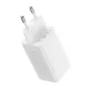 Sieninis įkroviklis Baseus GaN5 Pro 65W – USB + 2×USB-C (QC3.0, PD3.0) su 1 m USB-C laidu, baltas