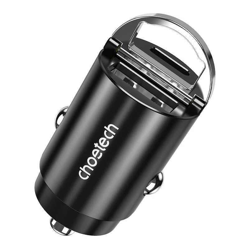 Automobilinis įkroviklis CHOETECH TC0006 30W USB-C/USB-A su QC3.0 ir PD3.0 palaikymu