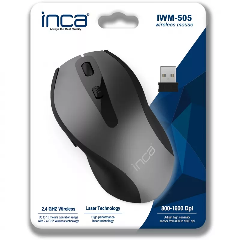 Cian Technology GmbH INCA Mouse IWM-505 ergonominė belaidė pelė su lazeriniu jutikliu, 1600 DPI, juoda