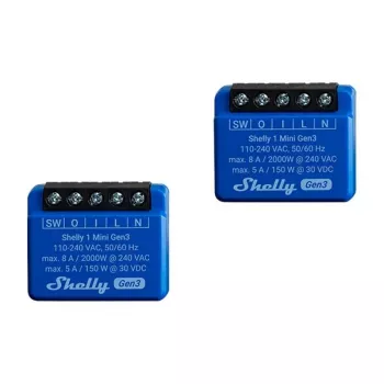 Shelly 1 Mini Gen3 1P belaidis išmanusis jungiklis 110-240V